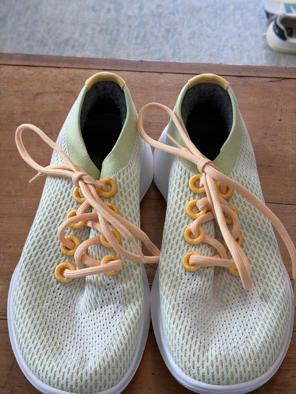 allbirds Women's Light Green Knit Sneakers with Gold Accents